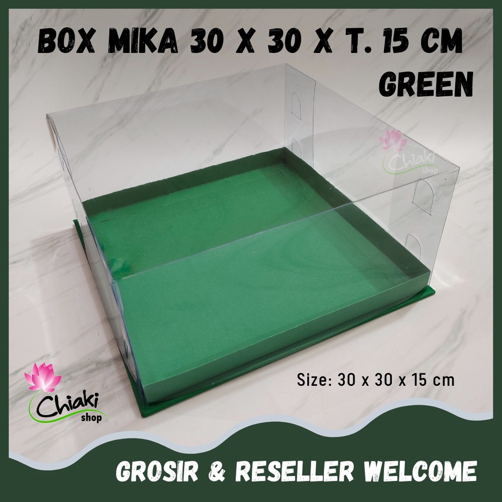 

Box Mika HIJAU Uk 30 x 30 x T. 15 cm Cake Pudding Tart Dus HIJAU Karton Tebal CHIAKI