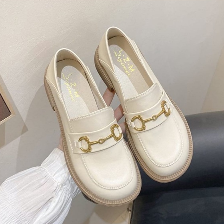 SEPATU LOAFERS WANITA / SEPATU DOCMART CREAM '' ZELINE '' PREMIUM 2255