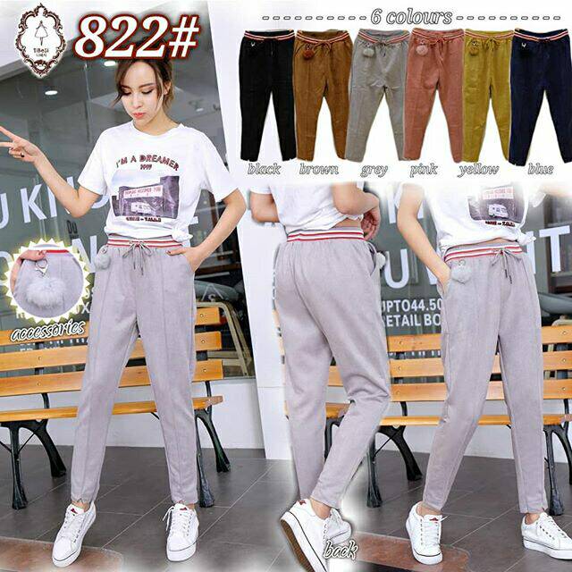 Celana suede merk tibesi strech list pinggang