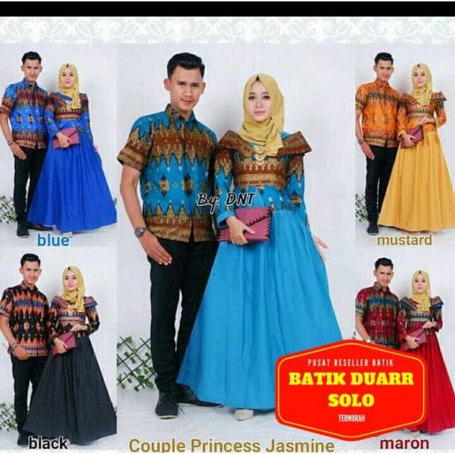 BATIKDUARR Baju  Couple  Batik Princess Jasmin Shopee  