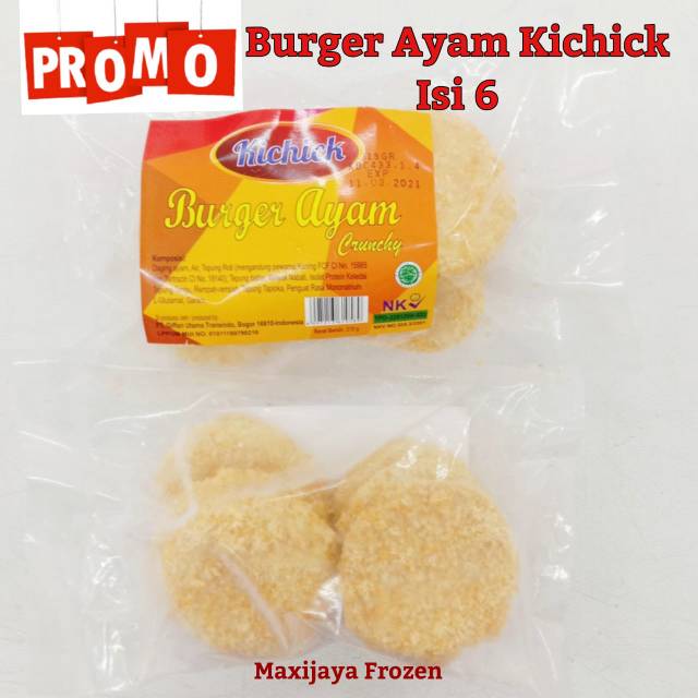 Daging Burger Ayam Crunchy Isi 6 Pcs Lezat Halal Murah