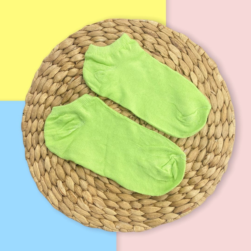 HC Kaos Kaki Wanita Polos Kaos Kaki Pendek Semata Kaki Ankle Bahan Spandex Lembut Cute Short-HC8960 HIJAU MUDA