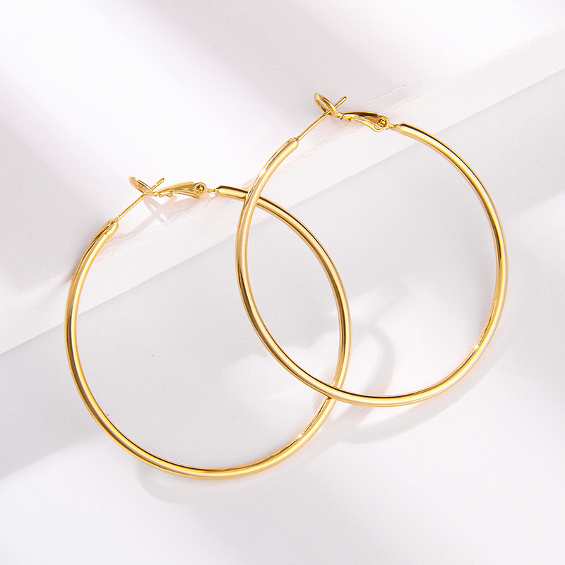 Women Vintage Metal  Big Circle Hoop Earrings / Girls Statement Drop Earrings  /  Ladies Elegant Sliver Gold Colour Dangle Earrings