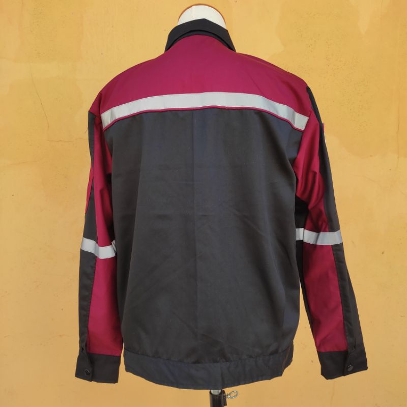 Wearpack Safety Katelpak Atasan Kemeja Kerja Potongan Lengan Panjang Baju Kerja HITAM MAROON