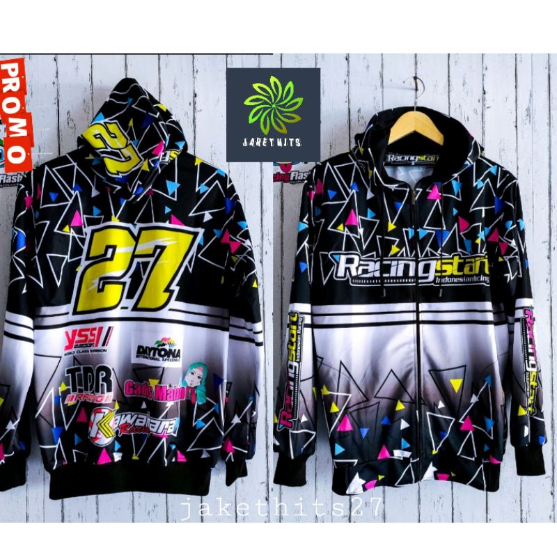 jaket racing flash/jaket racing/jaket racing start/jaket racing terbaru/jaket balap printing-Rc start hitam putih