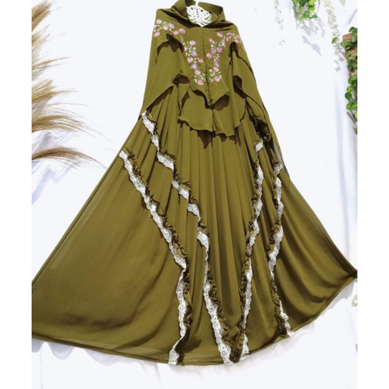 Set Gamis syari ceruty babydoll renda