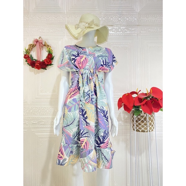 Daster ruffle serut / daster ruffle busui viral / daster serut rempel selutut-Tropical