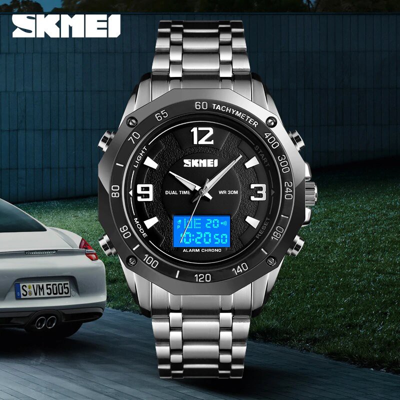 Jam Tangan Pria / SKMEI 1504 Analog Digital Men LED / Jam Tangan Analog Digital / SKMEI