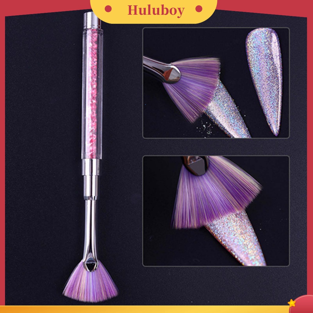 Huluboy Huluboy♡ Kuas Pena Gambar Bubuk Glitter Berlian Imitasi Bentuk Kipas Untuk Nail Art