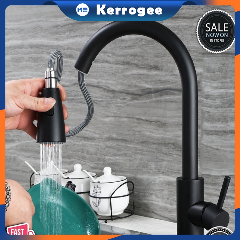 Kran Sink Mixer Tarik Faucet Sprayer Keran Cuci Piring Fleksibel Stainless SUS 304 Kran Sink Cuci Piring