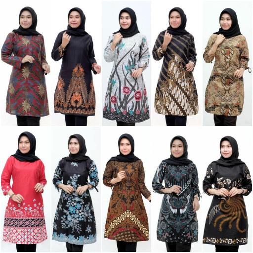 Batik Tunik Shibori Jumputan Terbaru All Size 106cm / Hrb026 Yelbor Navbor / Biru Putih / Original..