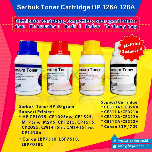 Serbuk Toner Refill HP 1025 CP1025 CP1025nw CP1215  CYAN Murah