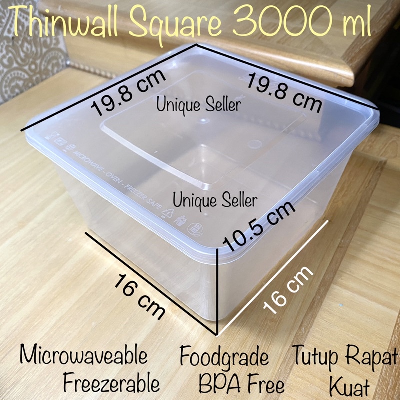 Thinwall Victory 3000 ml isi 25 set / Thinwall Square Victory 3000ml / Thinwall Kotak 3000 ml / Thinwall Persegi 3000ml / Kotak Makan 3000 ml