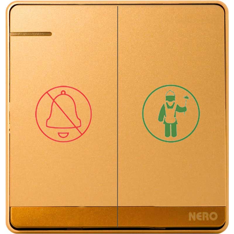 DECORA Q71622-Gold (DM) 16AX 250V~ 2 Gang 2 Way Switch with Fluorescent NERO
