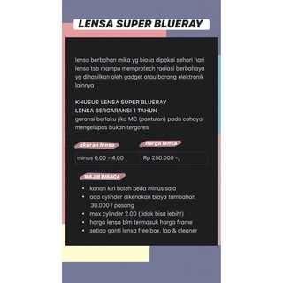 (NEW) HARGA LENSA SUPER BLUERAY
