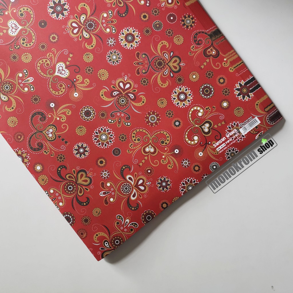 Kertas Kado Sansan Wawa Motif Batik Bunga Merah - Wrapping Paper
