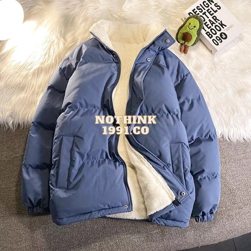 Nothinkk1991 jaket musim dingin premium unisex mantel tebal lapis bulu halus jaket kembung terbaru