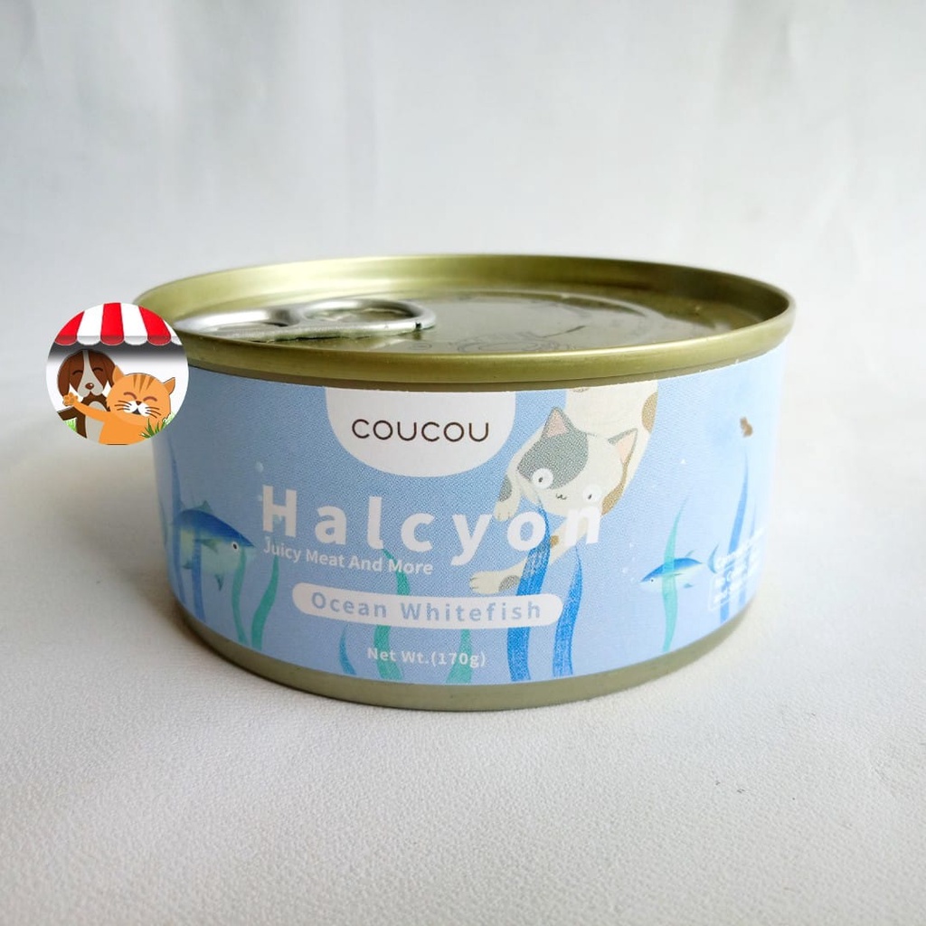 Coucou Holcyon Kaleng Ocean Whitefish 170gr - Makanan Kucing Premium