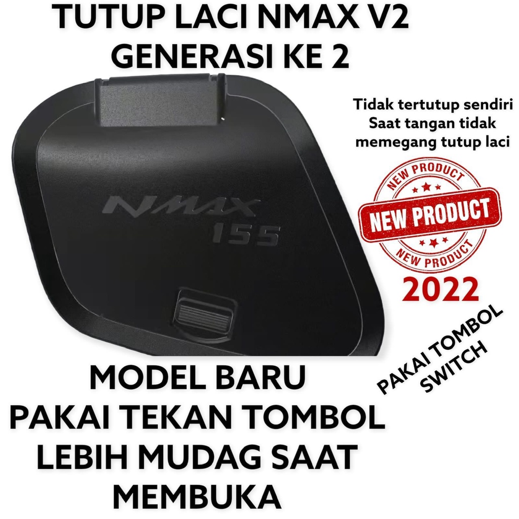 PROMO TUTUP LACI NMAX MODEL BARU PAKAI TEKAN TOMBOL BUAT MEMBUKA LACI COVER LACI NMAX NEW COVER TUTUP BAGASI SAKU LACI NEW NMAX 2020-2022