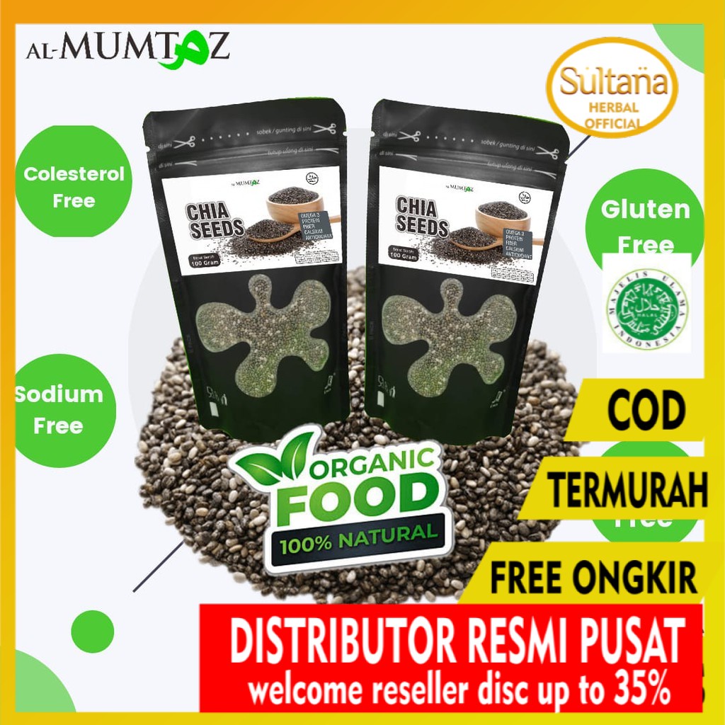 

[ORI RESMI] Chia Seed 100 gr Organic Black Premium Biji Chiaseeds AlMumtaz