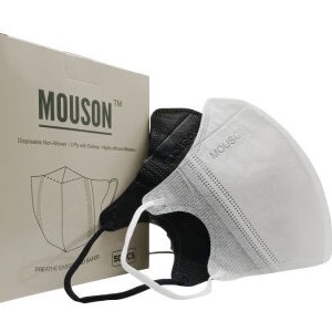 MASKER DUCKBILL MOUSON EMBOSS GARIS FACE MASK EARLOOP 4PLY 4 PLY ISI 50PCS WARNA HITAM  PUTIH GRAY A