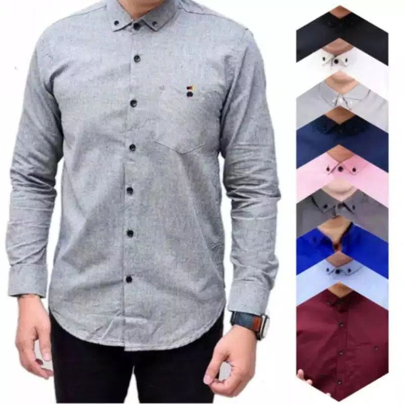 Ⓝxvf-648 Kemeja Pria Polos Fashion Maikel Katun Strit LD100 PJ70 Allsize M L XL Kerja Formal