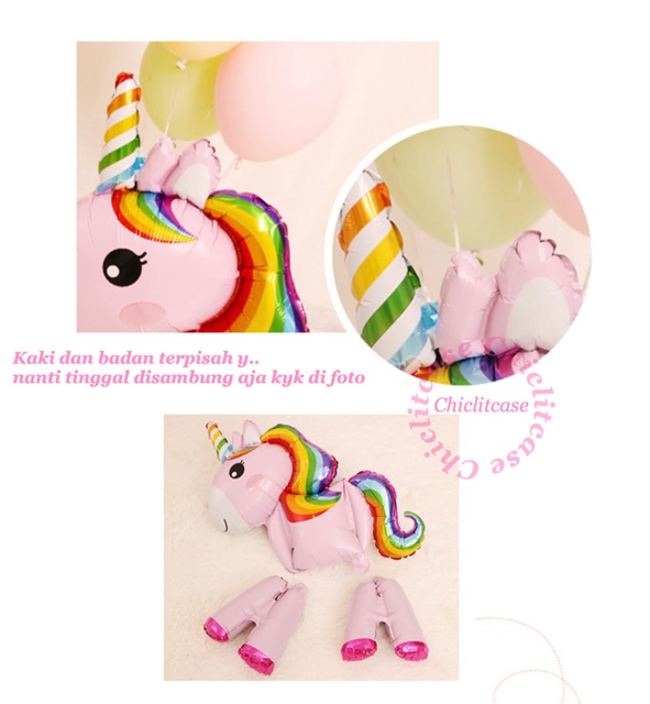 Balon Foil Confetti Unicorn 3d Standing Balon Kuda Pony 3d Balon Shopee Indonesia