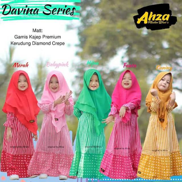 Gamis Davina 5 Warna By Ahza 5/gamis anak/dress anak/baju anak/fashion muslim anak
