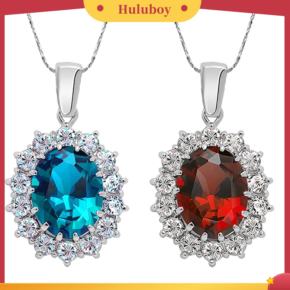 Hu Hu Hu Hu Hu Alat Bantu Pasang Kacamata♡ 3pcs / Set Kalung Anting Cincin Desain Oval Aksen Berlian Imitasi Untuk Wanita