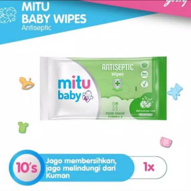 Mitu Baby Antiseptic Tisu Basah kecil 10's mitu baby wipes 10s