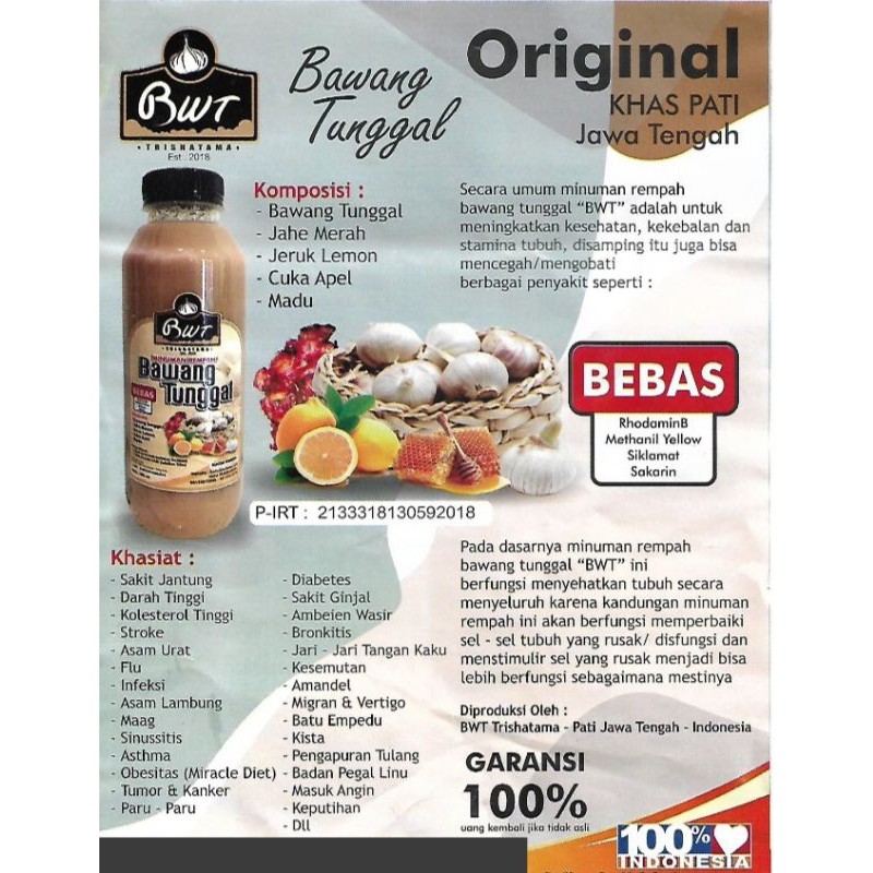 

Jus Bawang Putih Tunggal (Garlic) Original Khas Pati
