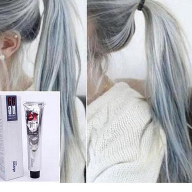 Recomend 100ml Krim Pewarna Rambut Permanen Natural Warna Abu-Abu Muda - Cat Rambut Abu Abu Grey HAI