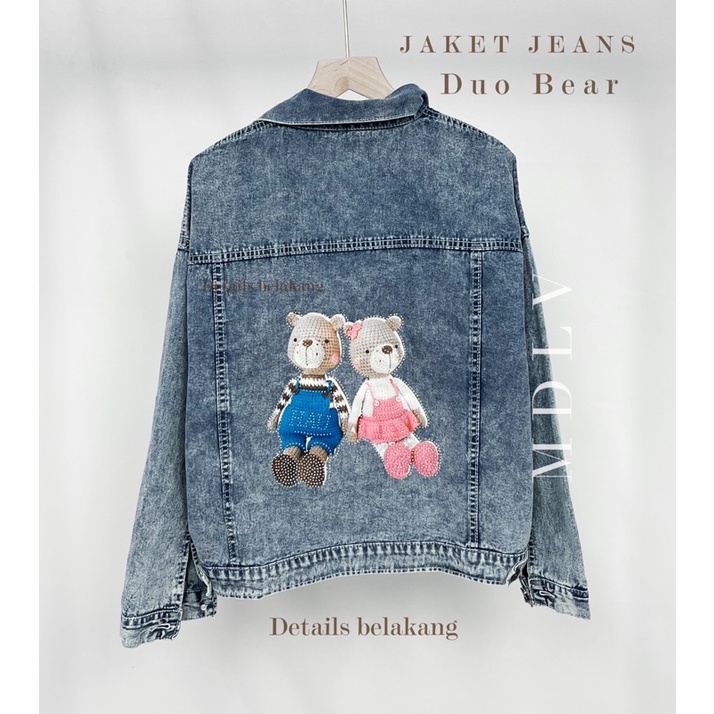 MDLV ~ Jaket Jeans Duo Bear Jeans Premium Jaket Jeans Import Good Quality Women Jeans Jaket Fashion Import