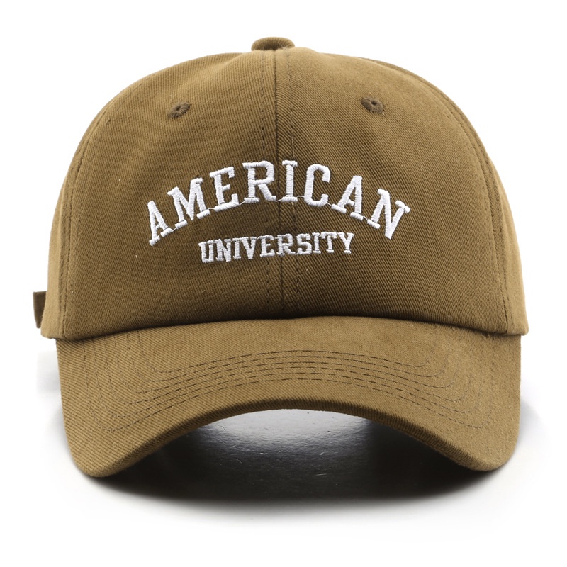 HATSAVENUE-228 Topi Baseball Klip Besi Belakang Bahan Lembut Bordir American University