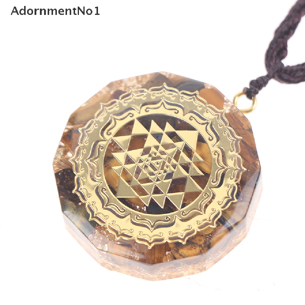 (AdornmentNo1) Orgonite Kalung Rantai Dengan Liontin Batu Tiger Eye Natural Untuk Wanita