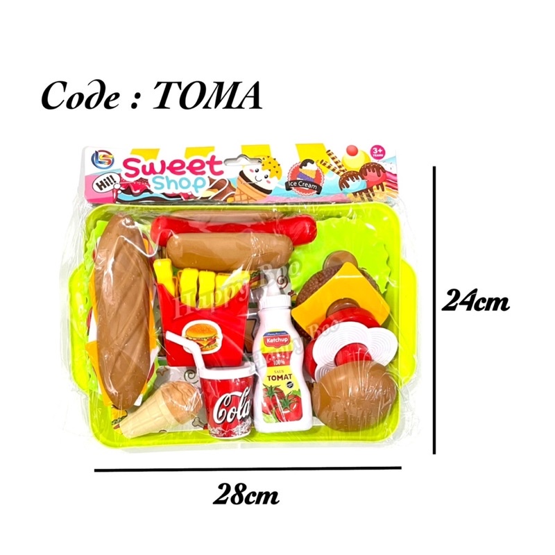 mainan kitchen set anak toma set nampan fast food sweet shop mainan pondok masak masak set cewek