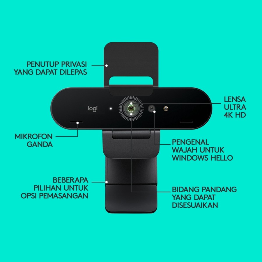 Logitech BRIO Webcam Pro Ultra HD 4K, Noise-Cancelling