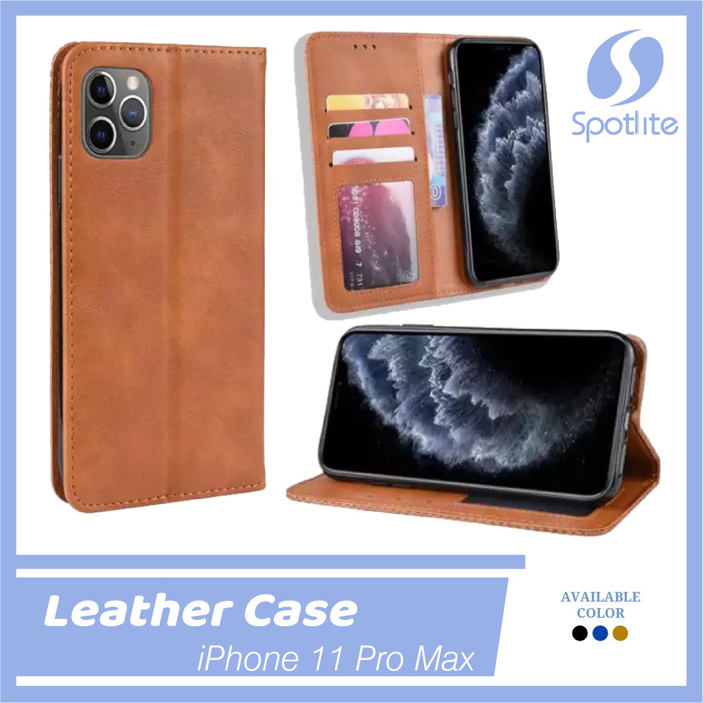 FLIP COVER IPHONE 11 PRO MAX LEATHER CASE CASING DOMPET HP