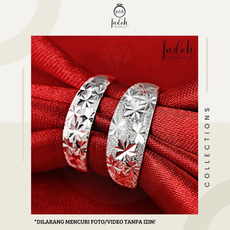 Indahexclusive - Cincin Couple Perak Swarovski Pria/Wanita Cincin Tunangan/Kawin/Nikah 925 Sterling 
