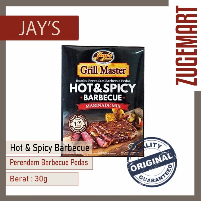

Jays Grill Master Hot & Spicy Barbecue / Bumbu Perendam Pedas / Jay's