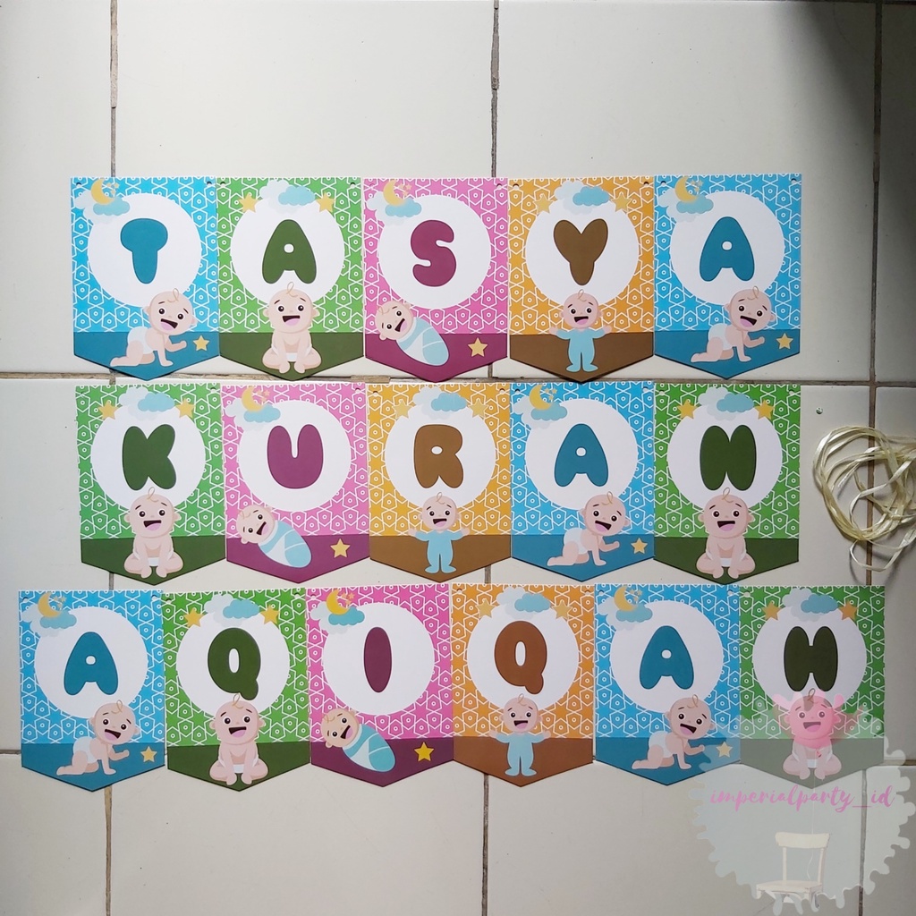 Banner Bunting Flag Tasyakuran Aqiqah Bayi Anak