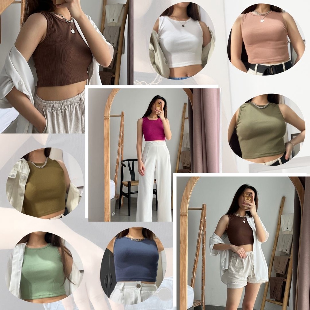 Basic Tank Top / Crop Top Tank Top / Rib Tanktop / Kamisol Tanktop / Atasan Crop / Crop Top Rajut