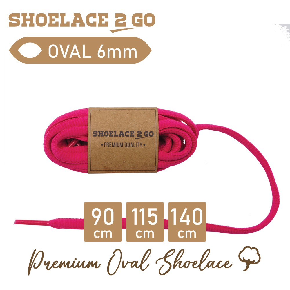 SHOELACE 2 GO PREMIUM TALI SEPATU LONJONG OVAL - SO6 - G3 - ROSE PINK - 6MM