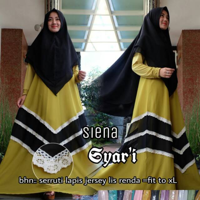 Siena syari gamis mewah (warna lime-hitam ada)