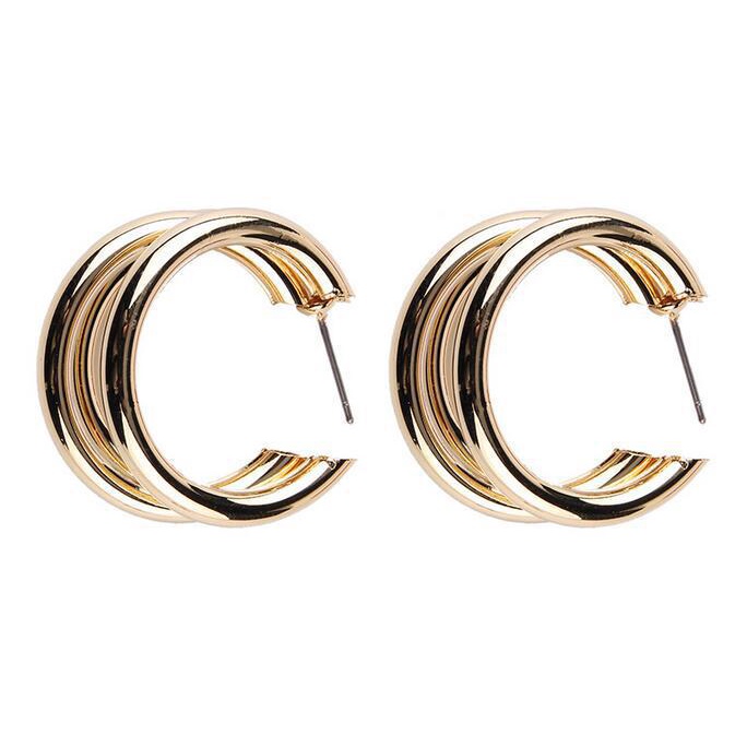 Anting Logam Vintage Berbentuk C Multilayer Earrings Accessory (Takota 013)