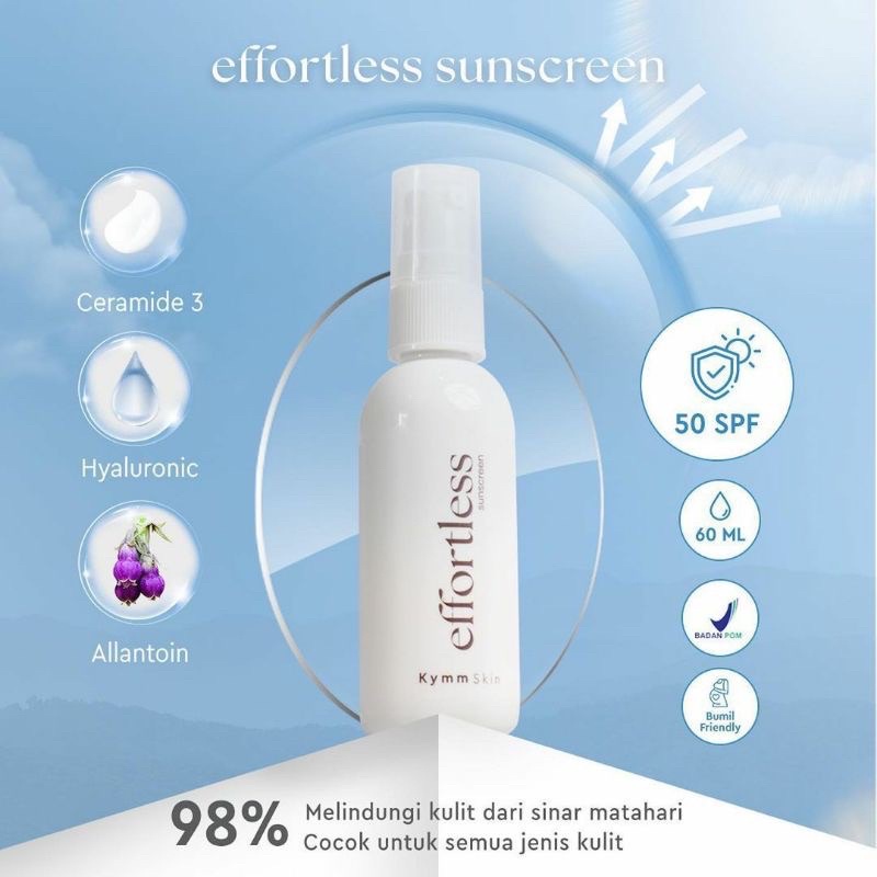 PAKET BUNDLING KYMMSKIN EFFORTLESS SUNSCREEN DAN MIRACLE BAKUCHIOL SERUM BY KYMMSKIN PAKET SKINCARE VIRAL