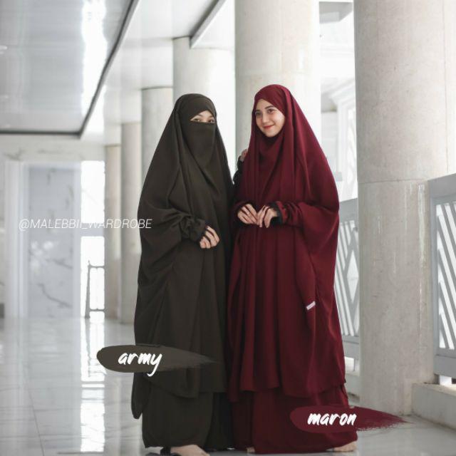 FRENCH KHIMAR . FRENCH KHIMAR RENDA . FRENCH KHIMAR MURAH SET BAHAN WOLFIS-Maroon