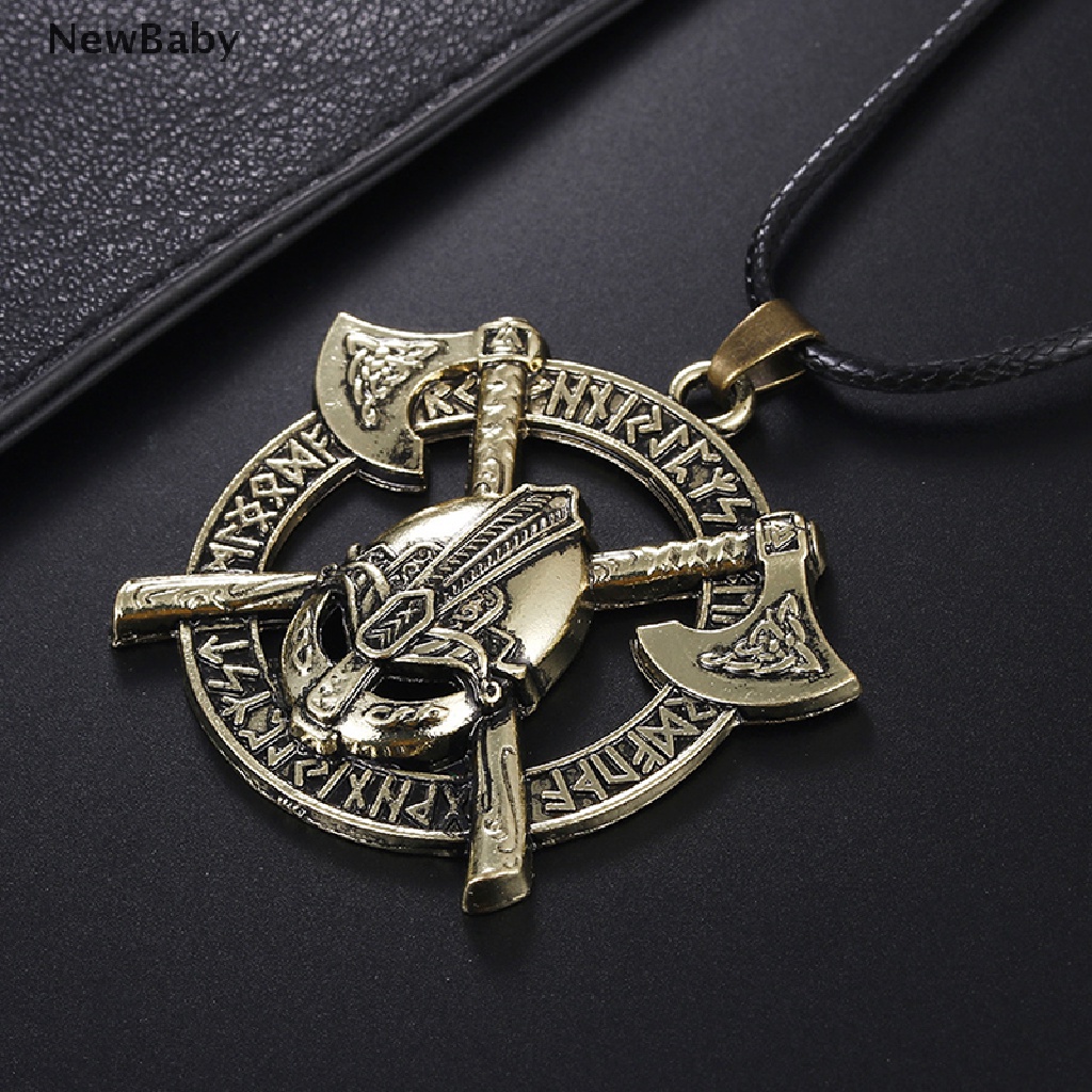 Kalung Liontin Jimat Slavic Gaya Vikings Rune Untuk Pria