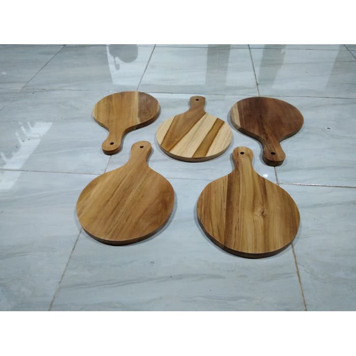 Talenan Kayu Jati Diameter 25 cm / Wooden Cutting Board / Talenan Pizza