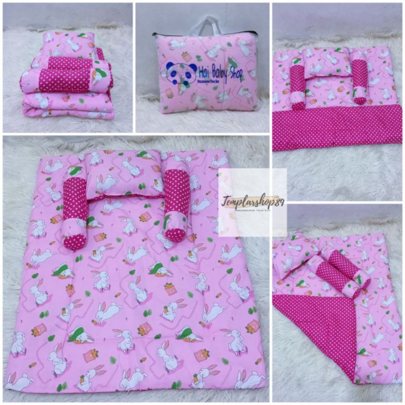 Bedding Set Bayi Bedcover Selimut Bayi Hangat Baru Lahir Free bantal guling dan Tas Cantik